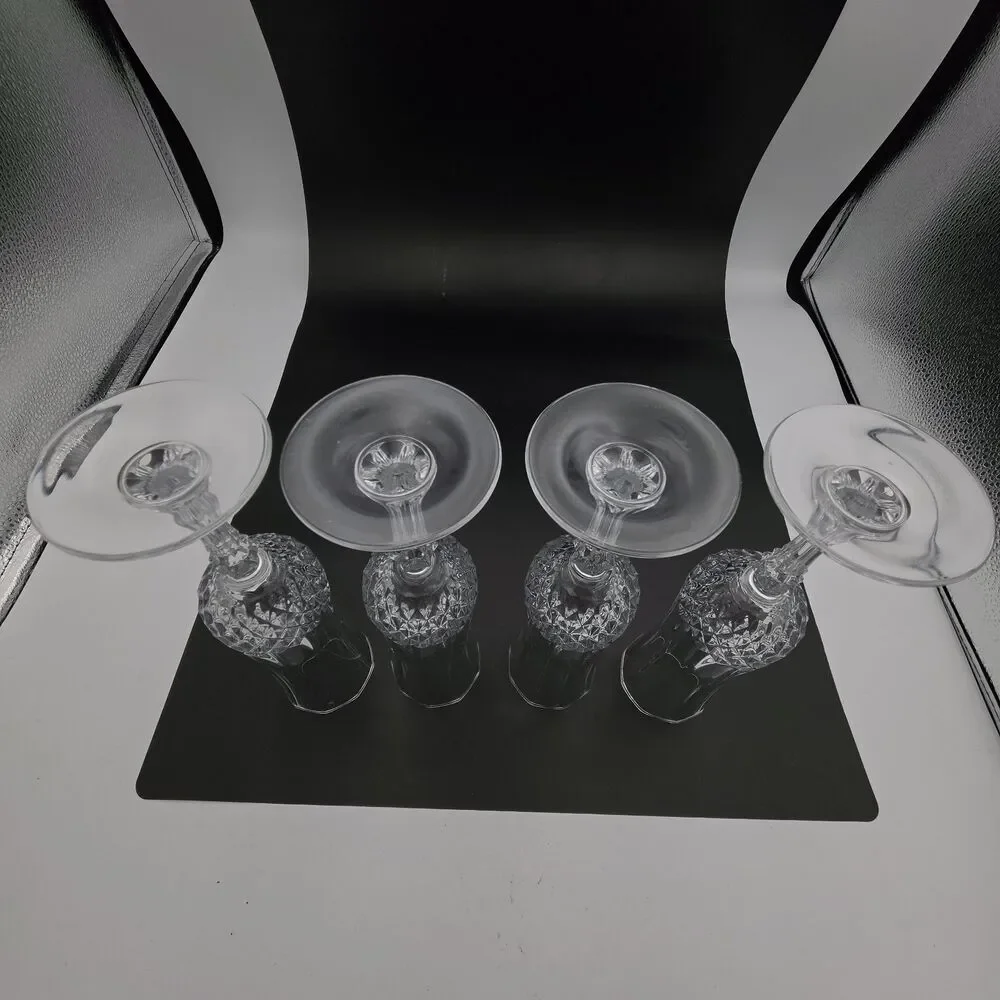 Vintage Set of 4 Cut Crystal Champagne Flutes 8